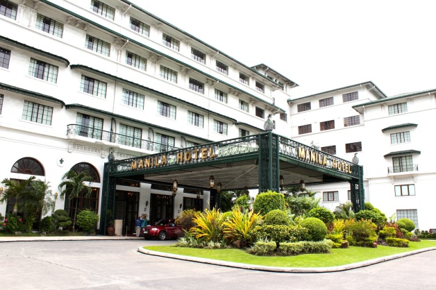 The iconic cast-iron entrance to Manila Hotel.